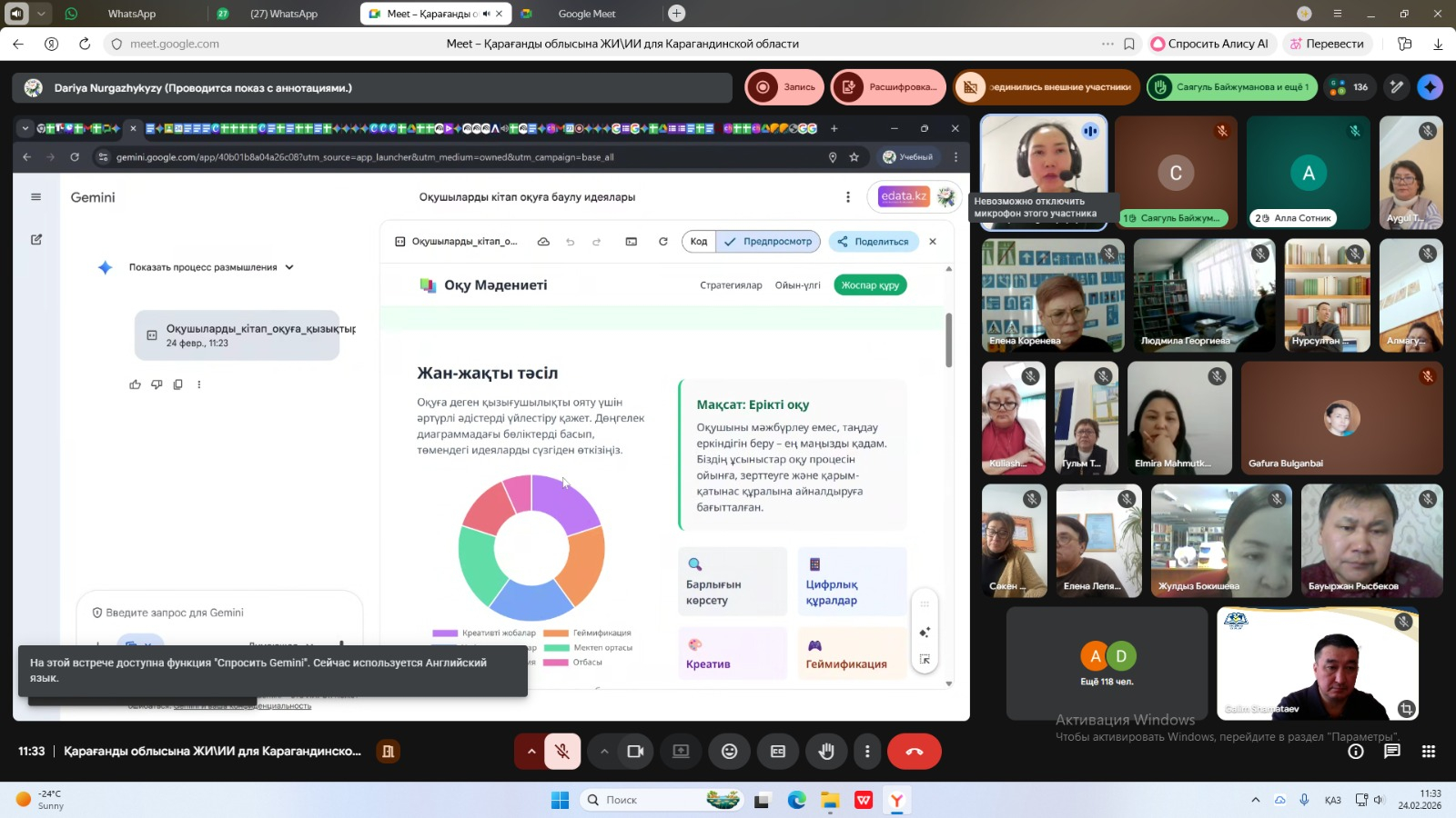 Онлайн-семинар на тему «Пути развития цифровых компетенций педагогов через внедрение платформы Edata.kz»